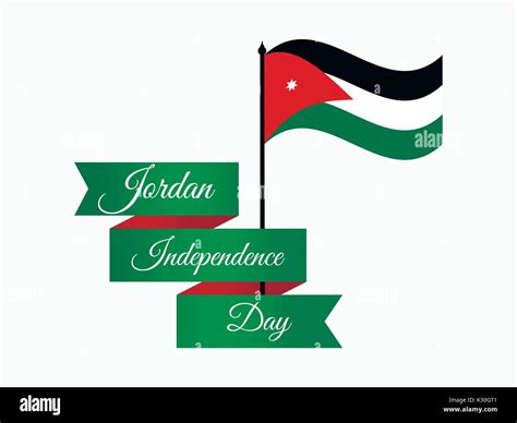 Jordan Independence Day Ribbon And Jordan Flag Celebration Banner Vector Illustration Stock