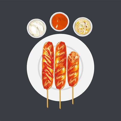 Premium Vector Vector Illustration Of Grilled Sausage