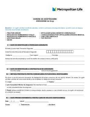 Fillable Online Cerere De Despgubire N Caz De Accident Sau Fax