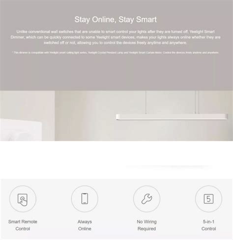 Yeelight 5 in 1 Control Smart Dimmer Switch Stick-On Version Wireless ...