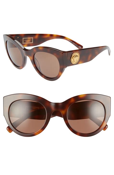 Versace Tribute 51mm Cat Eye Sunglasses Havana Solid In Brown Lyst