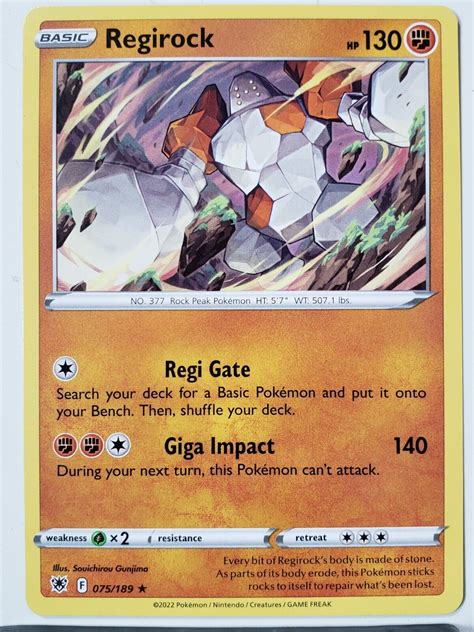 Regirock 075 189 NM M RARE Non Holo Astral Radiance Pokemon Card 2