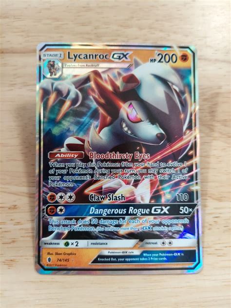 Lycanroc Gx 74 145 Guardians Rising Nm Ultra Rare Pokemon Card Ebay