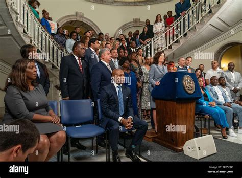 Governor Kathy Hochul Speaks During Public Safety Announcement By Mayor