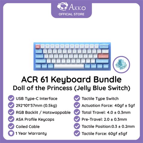 AKKO ACR Key RGB Backlight Wired Mechanical Keyboard Hot Swappable Matching Coiled Cable In