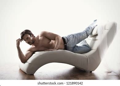 Handsome Mature Man Posing Shirtless Pants Stock Photo Shutterstock