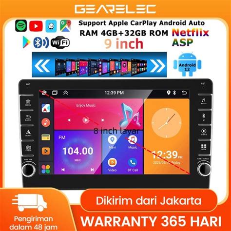 Jual Head Unit Double DIN Android 12 With CarPlay Android Auto 9 Inch 4