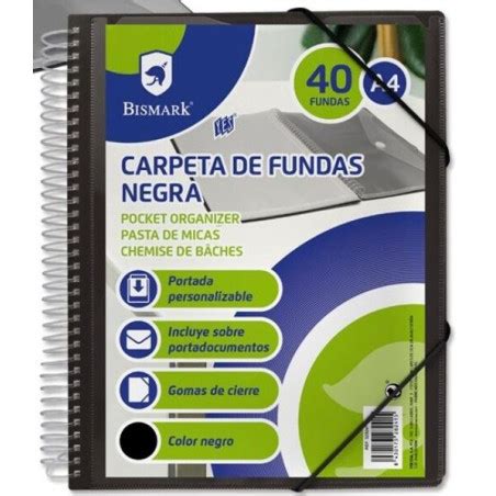 Carpeta Clasificadora Con Espiral Fundas De Pl Stico Fundas Negro A