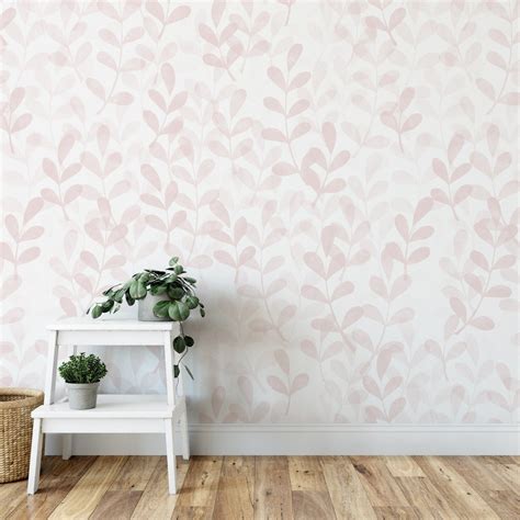 Minimal Floral Wallpaper Nude Color Watercolor Wallpaper Peel And Stick Wallpaper Removable