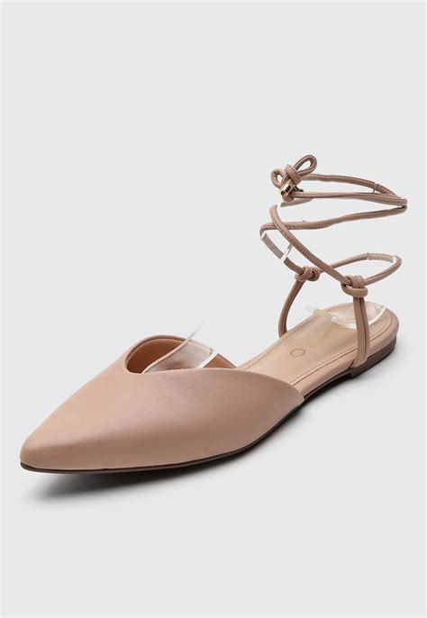 Sapatilha Via Uno Amarração Nude Compre Agora Dafiti Brasil