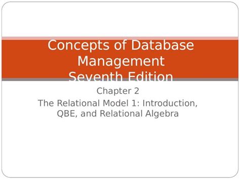 Ppt Chapter 2 The Relational Model 1 Introduction Qbe And