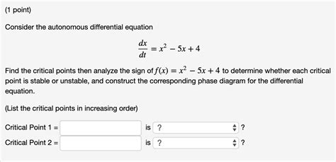 Solved Point Consider The Autonomous Differential Chegg