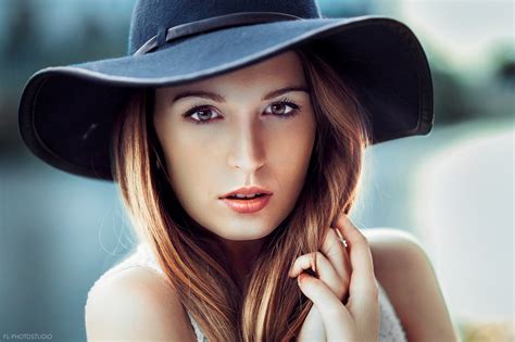 Women Lods Franck Redhead Face Portrait Brown Eyes Long Hair Millinery