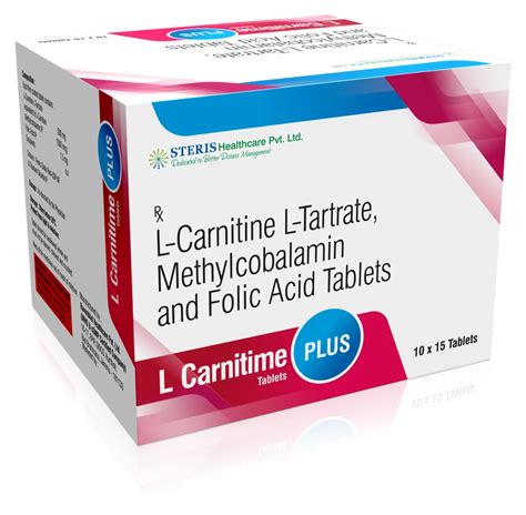 L Carnitine L Tartrate Methylcobalamin And Folic Acid Tablets 500 Mg