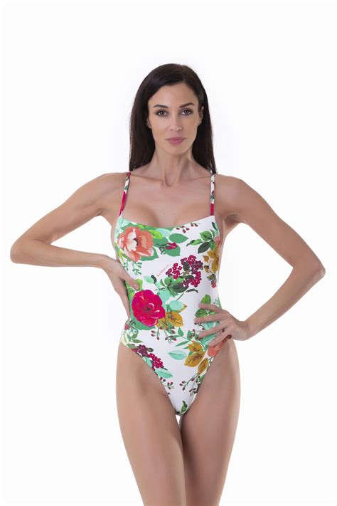 Miss Bikini Luxe Printed One Piece Side Boob Swimming Costume Rose