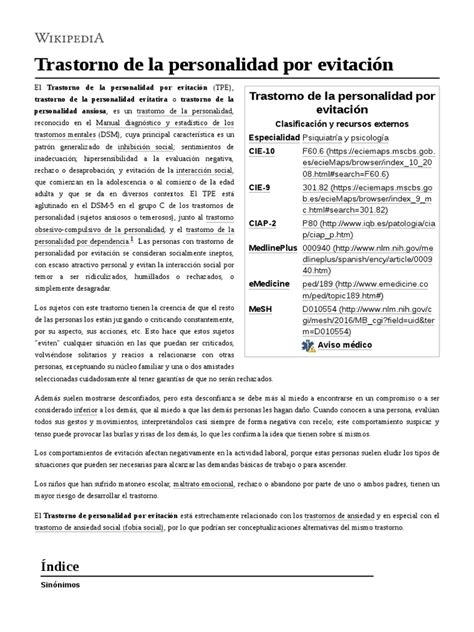 Trastorno De La Personalidad Por Evitación Pdf Psicologia Positiva