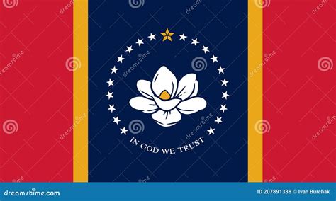 Flag of Mississippi, New Magnolia Flag Flat Vector Stock Vector ...