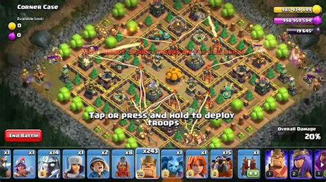 Clash Of Clans Goblin Map Corner Case Vs 200 Barbarian King Max Level Youtube