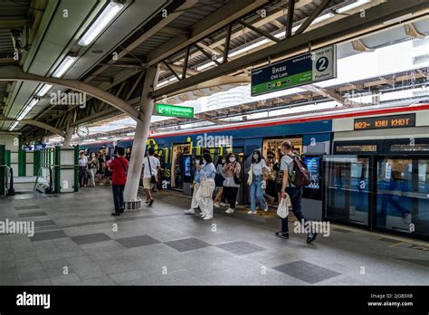 Bangkok Thailand Th July People Exit The Bts Skytrain During