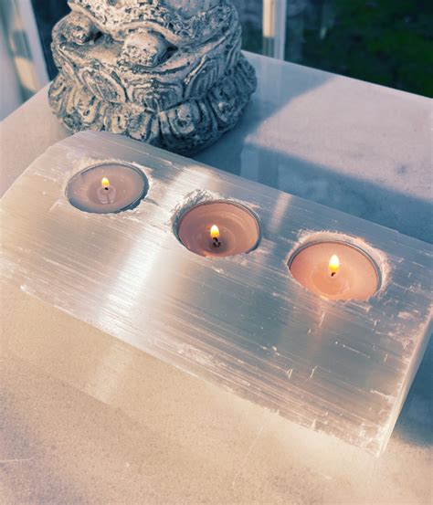 Selenite Hole Log Candle Holder Crystal Empire Australia