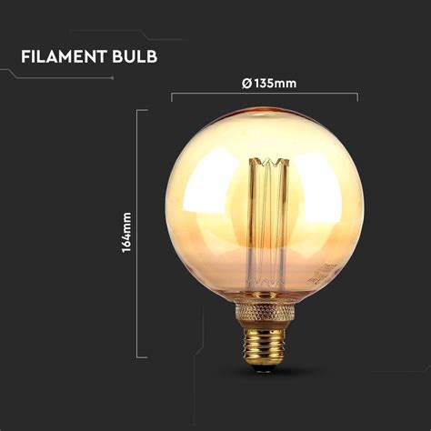 Żarówka Led Dekoracyjna E27 G125 4w 1800k Filament Vt 2195 Żarówki