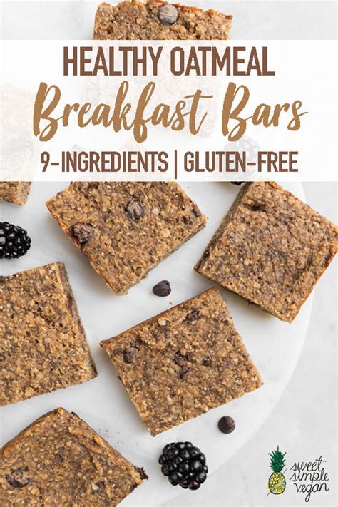 Healthy Oatmeal Breakfast Bars Gluten Free 9 Ingredients