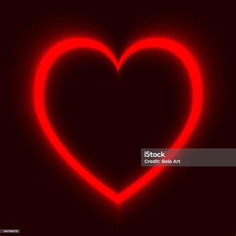 Red Neon Heart On Black Background Stock Illustration - Download Image ...