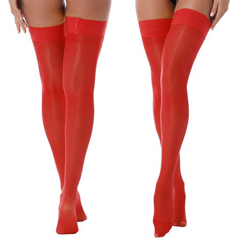 Msemis Womens Sheer Thigh High Stockings Glossy Pantyhose Over The Knee High Socks