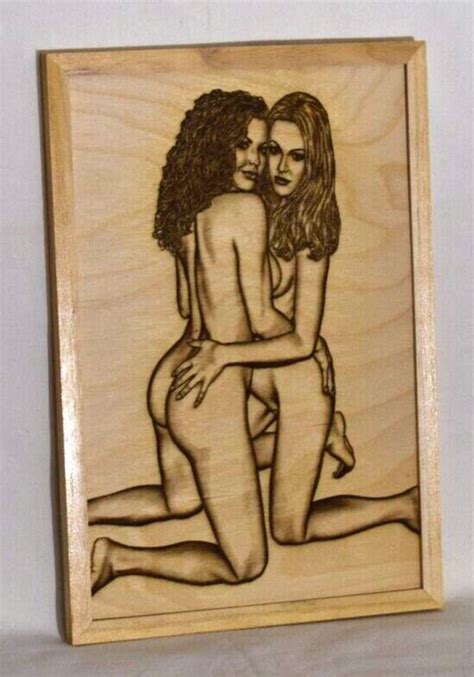 Erotic Mural Sexy Women Naked Lovers Pyrography On Wood Picture In