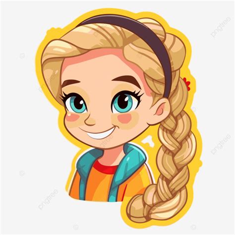 Caricatura De Una Chica Rubia Con Cabello Trenzado Vector PNG Trenzas