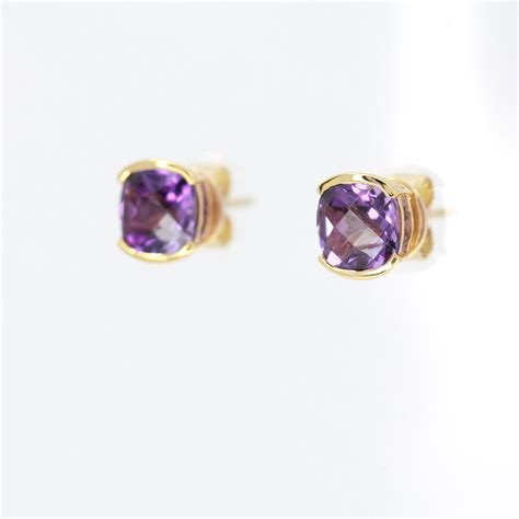 18CT Yellow Gold Amethyst Earrings | Allgem Jewellers