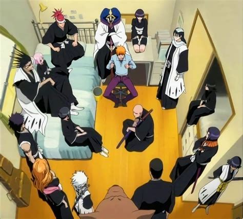 Safebooru Abarai Renji Bald Bed Bleach Chair Eyepatch Hitsugaya Toushirou Katana Kuchiki