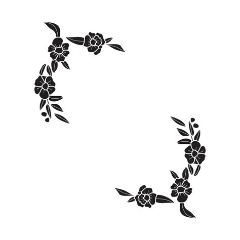 Art collection of natural floral herbal leaves flowers in silhouette ...