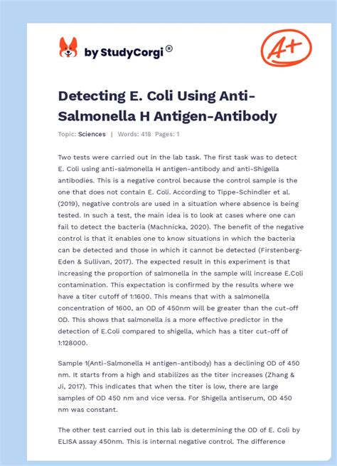 Detecting E. Coli Using Anti-Salmonella H Antigen-Antibody | Free Essay ... 