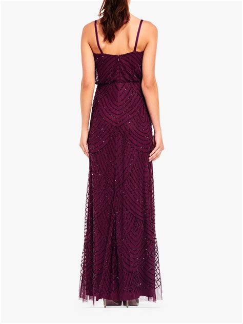 Adrianna Papell Blouson Beaded Maxi Dress Cassis Purple Bridesmaid