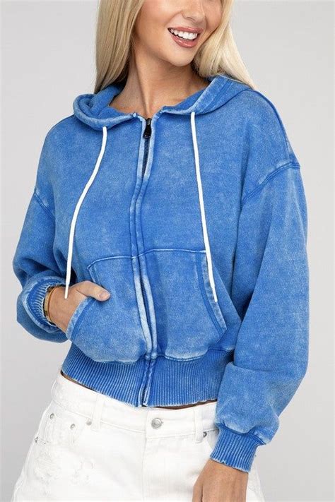 Acid Wash Fleece Cropped Zip Up Hoodie Cropped Zip Up Hoodie Cropped Zip Up Crop Sweatshirt