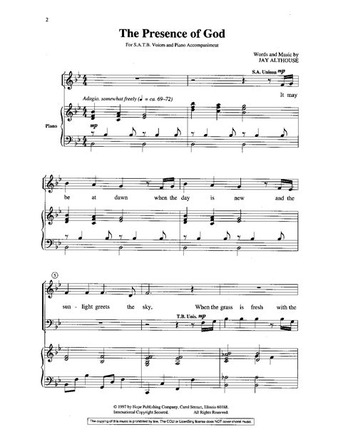 Presence Of God Satb By Althouse J Jw Pepper Sheet Music