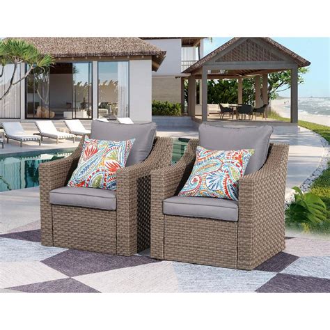 Anvil Pieces Brown Pe Rattan Wicker Outdoor Patio Single Couch Chairs