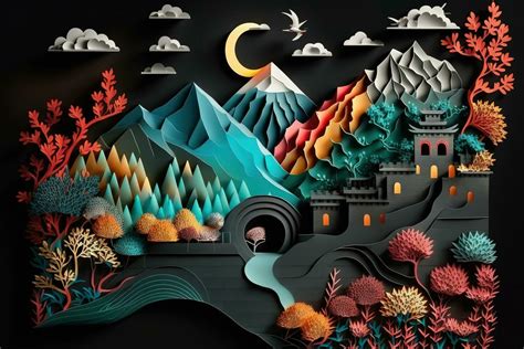 Great Wall Of China Papercut Craft Art D Papercut Paper Art Craft