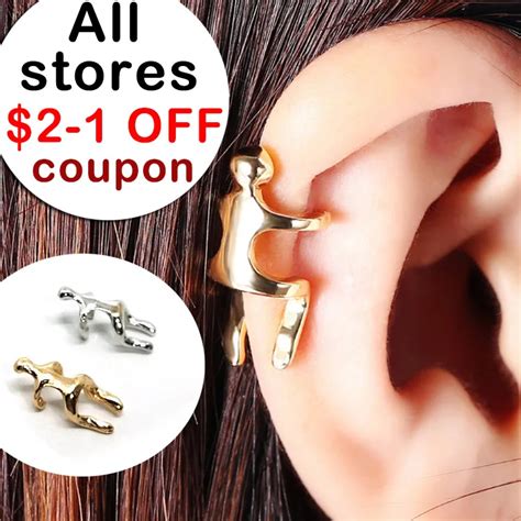 Silver Gold Earrings Ear Clip Climbing Man Naked Climber Ear Cuff Helix