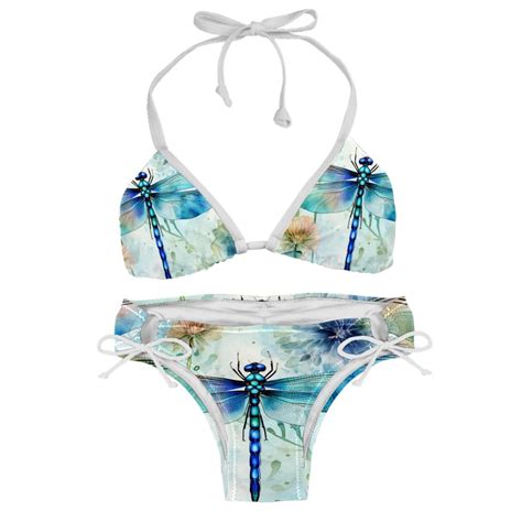 Dragonfly Detachable Sponge Adjustable Strap Bikini Set Two Pack