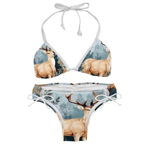 Deer Detachable Sponge Adjustable Strap Bikini Set Two Pack Swimwear