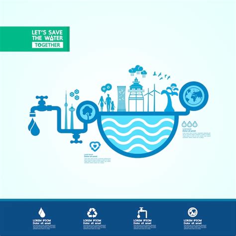 Ahorre El Agua Para La Ilustraci N Del Mundo De La Ecolog A Verde