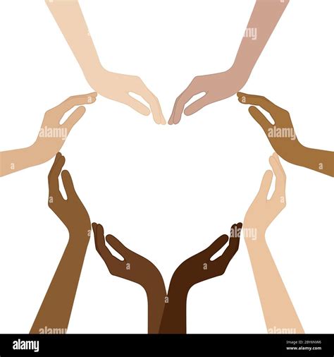 Human Hands With Different Skin Colors Form A Heart Vector Illustration