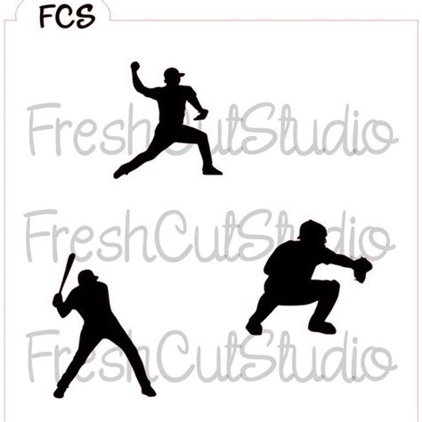 Baseball Player Silhouette Etsy