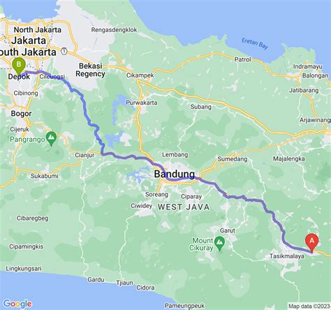 Ini Jarak Dan Estimasi Lama Perjalanan Kab Ciamis Kota Depok Navi Id