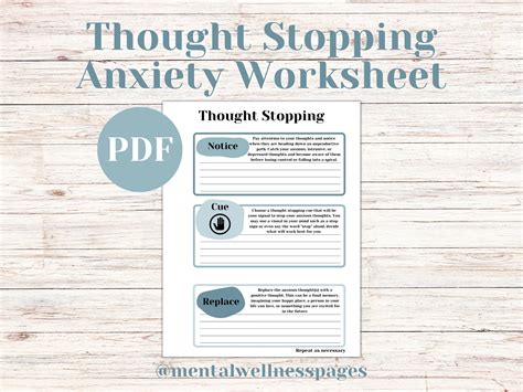 Thought Stopping Exercise Anxiety & Depression Tool Intrusive Thoughts Self-help Printable ...