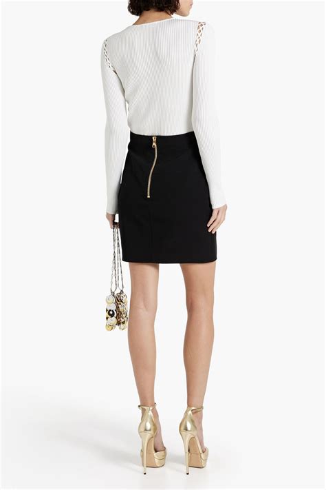 Balmain Button Embellished Crepe Mini Skirt The Outnet