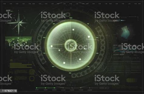 Hud Ui Radar Elemen Antarmuka Hijau Gui Deteksi Target Pada Layar Radar