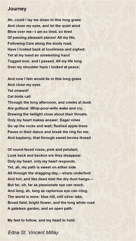 Journey - Journey Poem by Edna St. Vincent Millay